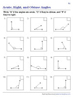 Acute, Right, and Obtuse Angles Worksheets