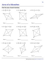 Area of a Rhombus - Fractions - Customary