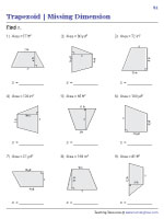 Find the Missing Dimension from Area Worksheets