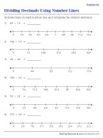 Dividing Decimals Using Number Lines Worksheets