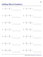 Adding Mixed Numbers - Revision Worksheets