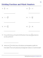 Dividing Fractions and Whole Numbers - With Word Problems