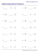 Subtracting Mixed Numbers with Unlike Denominators - Missing Fractions