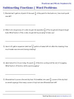 Subtracting Fractions with Whole Numbers Word Problems - Customary