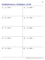 Multiplying 1-Digit Numbers by Multiples of Hundred