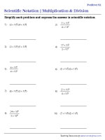 Multiplication and Division with Scientific Notation Worksheets