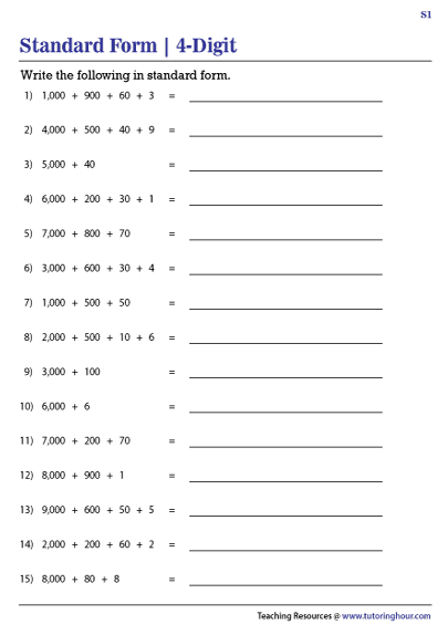 Writing Numbers In Standard Form Worksheets Grade Free Printable Worksheet