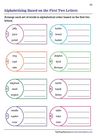 Arranging Words In Alphabetical Order Worksheet For Grade 4