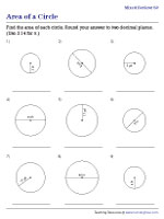 Area Of A Circle Worksheets