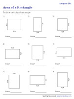 Area of a Rectangle Worksheets