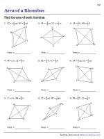 Area Of A Rhombus Worksheets