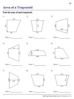 Area of Trapezoids Worksheets