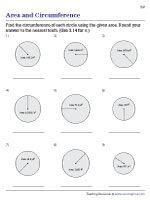 Area and Circumference Worksheets