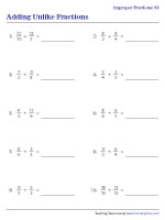 adding unlike fractions different denominators worksheets