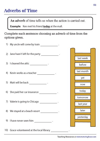 adverbs of time place and manner worksheets with answers adverbs of time worksheets esl activities games tell whether the adverb in italics indicates time place or manner