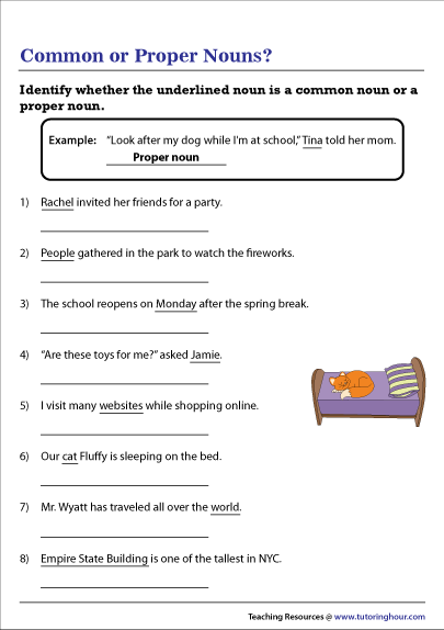 Common And Proper Nouns Worksheet