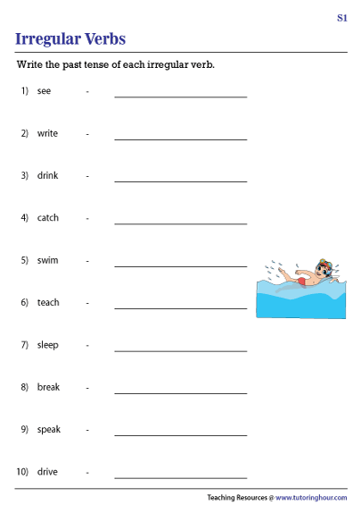 Irregular Verb Worksheet Worksheets For Kindergarten