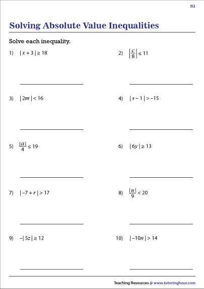 Graphing Absolute Value Worksheets Worksheets For Kindergarten