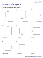 Perimeter of Squares Worksheets