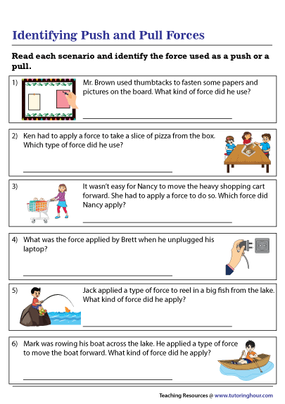 Identifying Push And Pull Forces Worksheet