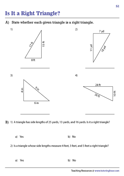 Converse of the Pythagorean Theorem Worksheets