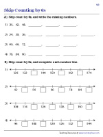 Skip Counting by 6s Worksheets