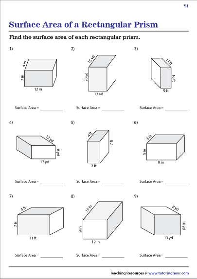 Free Printable Surface Area Worksheets Printable Templates