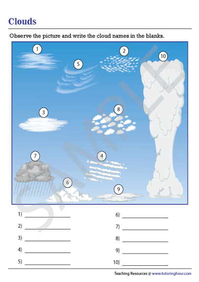 Types of Clouds Worksheet