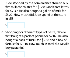 Adding Money Word Problems