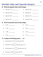 Opposite Integers and Absolute Value