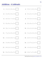 Horizontal Addition Drills | 4 Addends