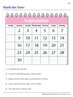 Completing Monthly Calendars and Marking Specific Dates