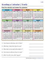Reading Yearly Calendars - Easy