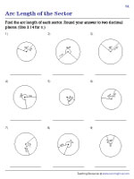 Arc Length of a Sector Worksheets