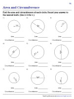 Area and Circumference Worksheets