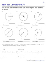 Finding Area and Circumference in Terms of Pi - Customary
