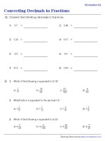 Converting Decimals to Fractions - Moderate