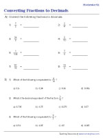 Converting Fractions to Decimals - Moderate