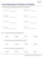 Converting Proper Fractions to Decimals - Easy