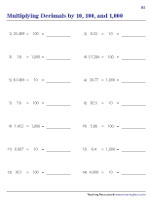 Multiplying Decimals by 10, 100, and 1000 - 2