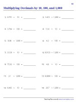 Multiplying Decimals by 10, 100, and 1000 - 3