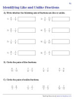 Identifying Like and Unlike Fractions