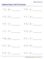 Subtracting Mixed Numbers Involving Unit Fractions