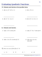 Evaluate the Quadratic Functions