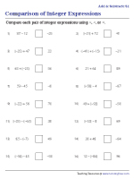 Comparing Integer Expressions - Addition and Subtraction