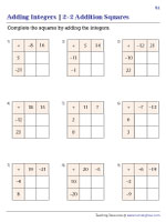 Addition Squares - Integers