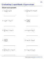 Evaluating Logarithmic Expressions - Easy