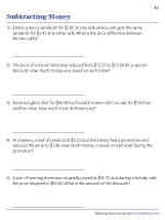 Subtracting Money - Decimals