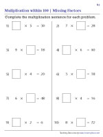 Completing Multiplication Sentences | Missing Factors
