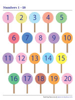 Numbers Chart 1 to 20 | Colorful Candies